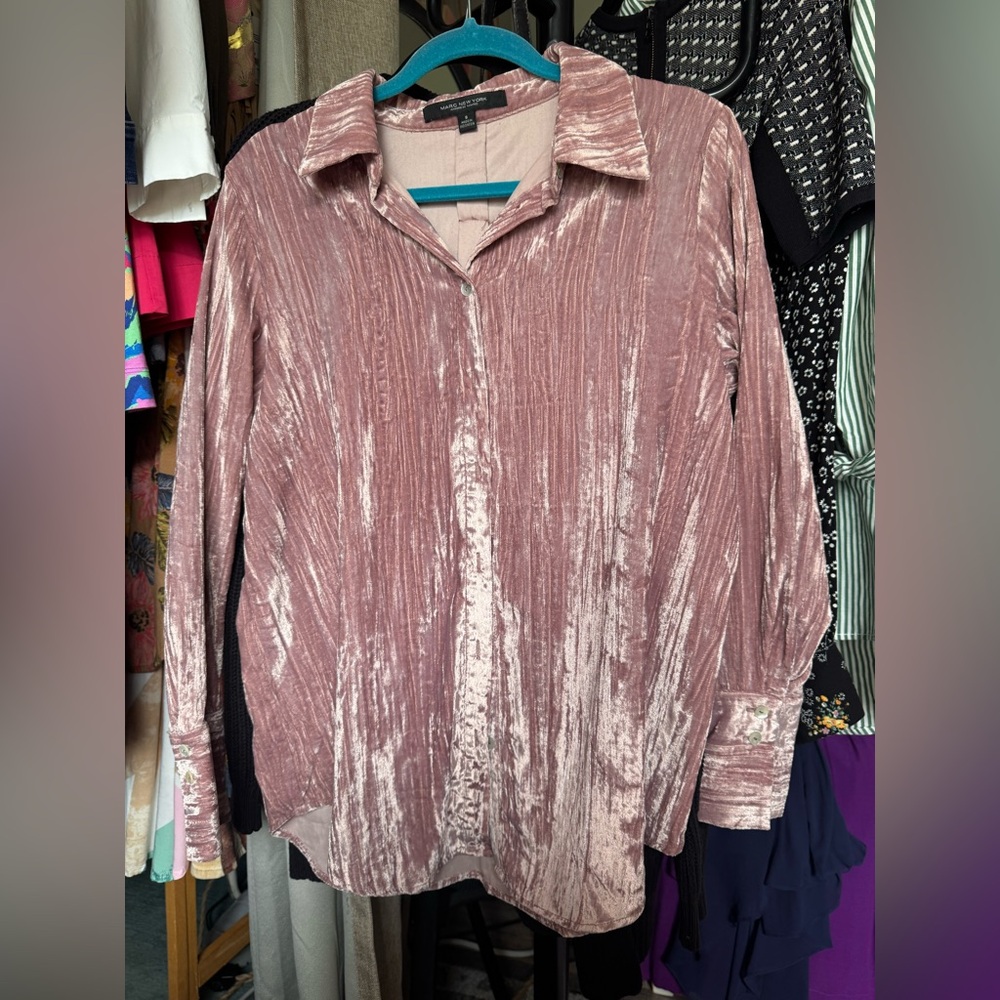 Marc New York Pink Velvet Button Down Shirt